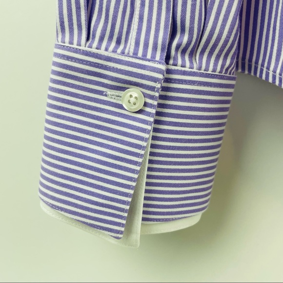 Brooks Brothers Women Button Up Shirt Lilac Stripe Double Collar Size US 6 - Picture 7 of 9